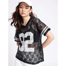 glitchez Easy-Going Swag Relaxed Varsity Print Lace Top-picture-37