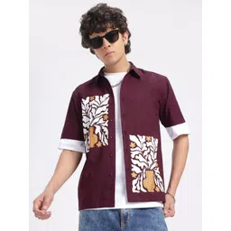glitchez Fancy Flowers Print Relaxed Fit Pure Cotton Shirt-picture-22