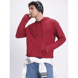 glitchez Fiery Red Hooded Relaxed Fit Pullover-picture-21