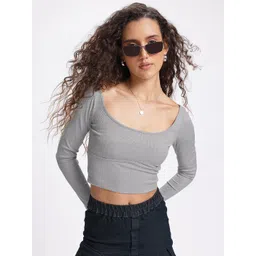 glitchez Fitted Spirit Self-Striped Crop Top image 1