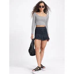 glitchez Fitted Spirit Self-Striped Crop Top image 4