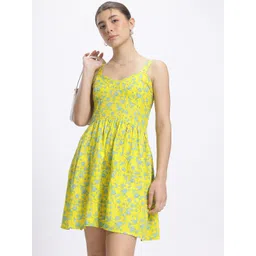 glitchez Floral Finesse Gathered A-Line Mini Dress-picture-24