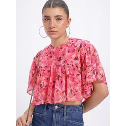 glitchez Floral Print Gathered Crop Top-picture-33