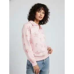 glitchez Floral Printed Shirt Collar Terry Pullover-picture-18