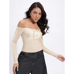 glitchez Game Day Off-Shoulder Printed Fitted Top-picture-39