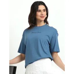 glitchez Graphic Printed Round Neck Drop-Shoulder Sleeves Cotton Oversized T-Shirt-picture-17