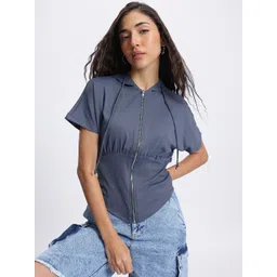 glitchez Hood & Beyond Extended Sleeves Zipper Top-picture-35