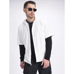 glitchez Hooded Comfort Corduroy Relaxed Shirt-image-11