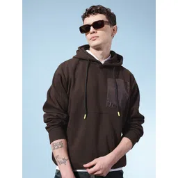 glitchez Hooded Drop-Shoulder Sleeves Relaxed Fit Pullover with Fleece Inner-image-3