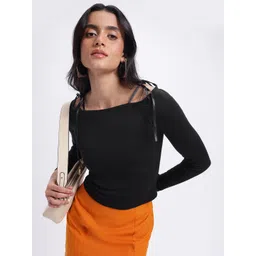 glitchez Impressive Tie-Ups Boat Neck Crop Fitted Top-picture-29