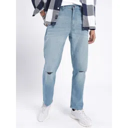 glitchez Men Cool Grunge Relaxed Fit Slash Knee Light Fade Jeans-picture-27