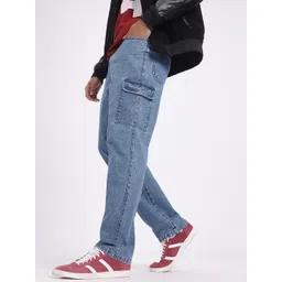 glitchez Men Denim Utility Regular Fit Cargo-Style Jeans-image-28