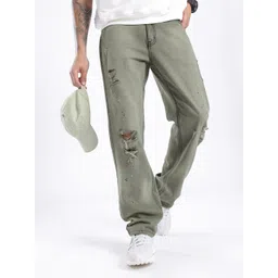 glitchez Men Distressed Straight Light Fade Printed Jeans-picture-12