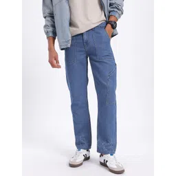 glitchez Men Everyday Denim Printed Hem Relaxed Fit Jeans-picture-29