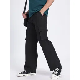 glitchez Men Grunge Utility Relaxed Fit Cargo Trousers-image-3