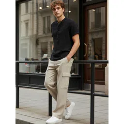 glitchez Men Henley Neck Roll-Up Sleeves Organic Cotton T-shirt-picture-37