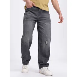 glitchez Men Low Distress Printed Straight Fit Jeans-picture-38