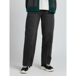 glitchez Men Mid-Rise Baggy Fit Pure Cotton Jeans with Zip at Hem-picture-25