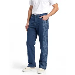 glitchez Men Printed Mid-Rise Stretchable Baggy Fit Jeans-picture-24