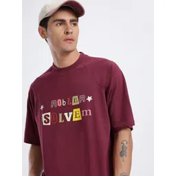 glitchez Men Printed Round Neck Cotton Blend Maroon T-Shirt-picture-11