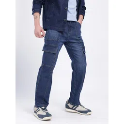 glitchez Men Regular Fit Mid-Rise Medium Shade Cargo Jeans-picture-32