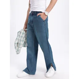 glitchez Men Seamless Style Zippered Hem Straight Fit Jeans-image-37