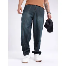 glitchez Men Skater Fit Light Fade Panelled Jeans-picture-29