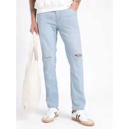 glitchez Men Slim Fit Ripped Light Faded Stretchable Jeans-image-49