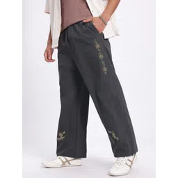 glitchez Men Street Snitch Embroidered Wide Leg Trousers-image-20