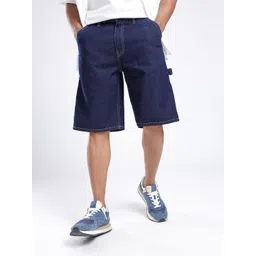 glitchez Men Street Vibe Knee Length Oversized Denim Shorts-picture-23