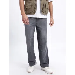 glitchez Men Urban Baggy Panelled Faded Jeans-picture-13