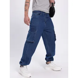 glitchez Men Urban Taper Cargo Style Baggy Fit Stretchable Cargo Style Jeans-image-35