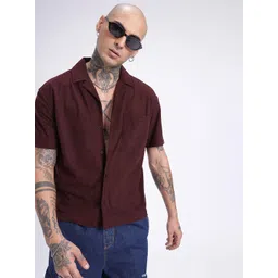 glitchez Modern Cool Self Design Oversized Fit Shirt-picture-21