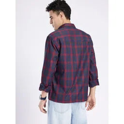 glitchez Oversized Checked Button-Down Collar Embroidered Detail Casual Shirt image 5