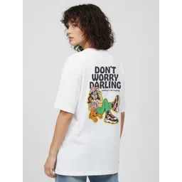 glitchez Oversized Typography Printed Pure Cotton T-shirt-image-28