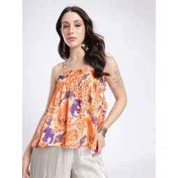 glitchez Paisley Ethnic Print Gathers Detail Empire Top-picture-14