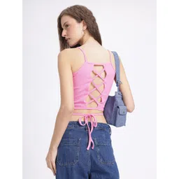 glitchez Princess Perfect Ribbed Criss-Cross Lace-Up Crop Top-picture-35