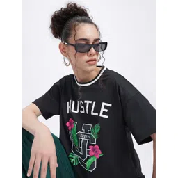 glitchez Printed Contrast Neckline Oversized T-shirt-picture-38