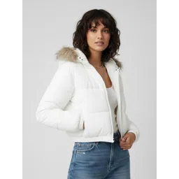 glitchez Relaxed Faux Fur Trim Hooded Crop Padded Jacket-picture-14