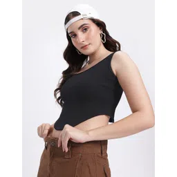 glitchez Ribbed Edge Corset Hem Fitted Crop Top-picture-22