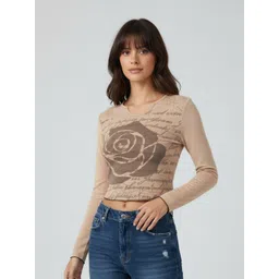 glitchez Rose Revival Printed Crop Fitted Top-picture-13