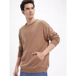 glitchez Round Neck Oversized Pullover with Distressed Hem-picture-21