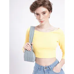 glitchez Sassy Vibe Ribbed Fitted Crop Top-picture-21