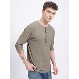 glitchez Self Striped Henley Neck T-shirt-picture-27