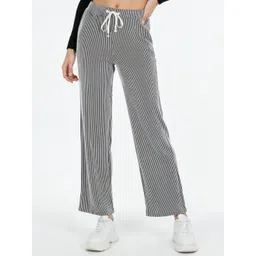 glitchez Self Striped Regular Fit Mid-Rise Trousers With Drawstring Closure-picture-12