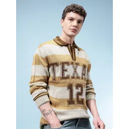 glitchez Self Striped Spread Collar Acrylic Pullover-picture-38