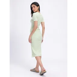 glitchez Sleek Slit Ribbed Ruched Bodycon Midi Dress image 2