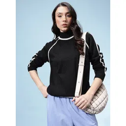 glitchez Solid Ribbed Oversized Pullover With Contrast Piping-picture-18