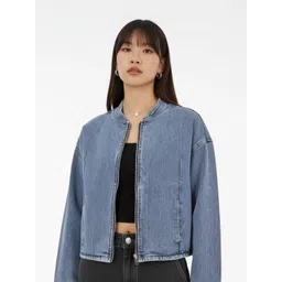 glitchez Stand Collar Denim Finish Jacket-picture-38