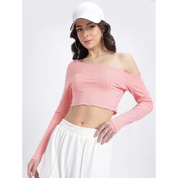 glitchez Standout Flair One Shoulder Crop Fitted Top-picture-37